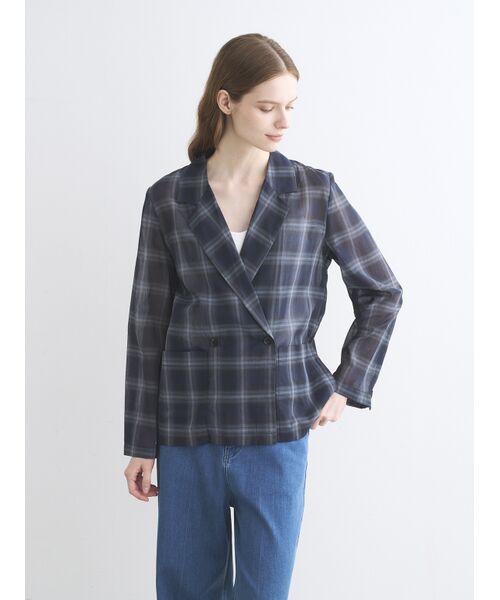three dots / スリードッツ テーラードジャケット | Sheer ombre jacket | 詳細8