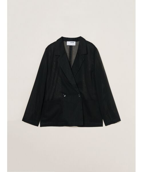 three dots / スリードッツ テーラードジャケット | Sheer ombre jacket（black）
