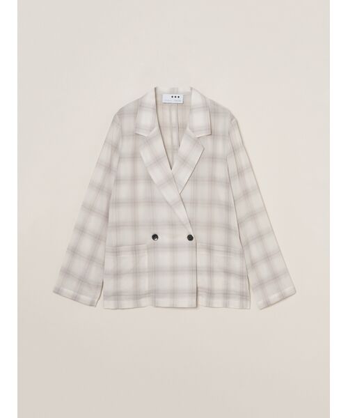 three dots / スリードッツ テーラードジャケット | Sheer ombre jacket（vapor plaid）