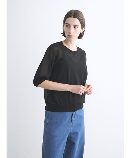 three dots / スリードッツ ニット・セーター | Sheer lurex top | 詳細8