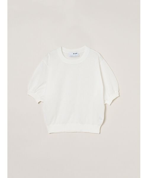 three dots / スリードッツ ニット・セーター | Sheer lurex top（white）