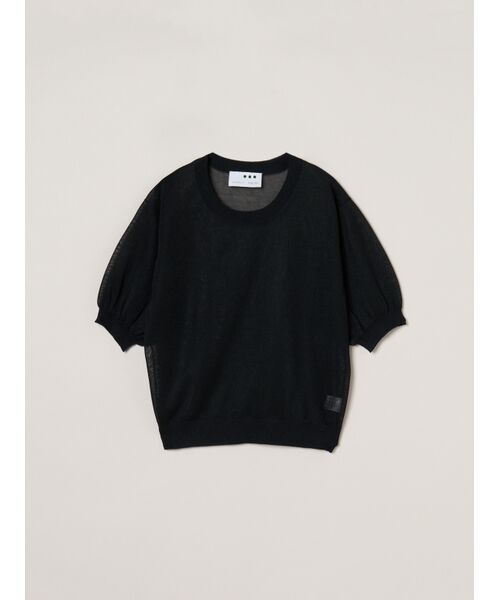 three dots / スリードッツ ニット・セーター | Sheer lurex top（black）