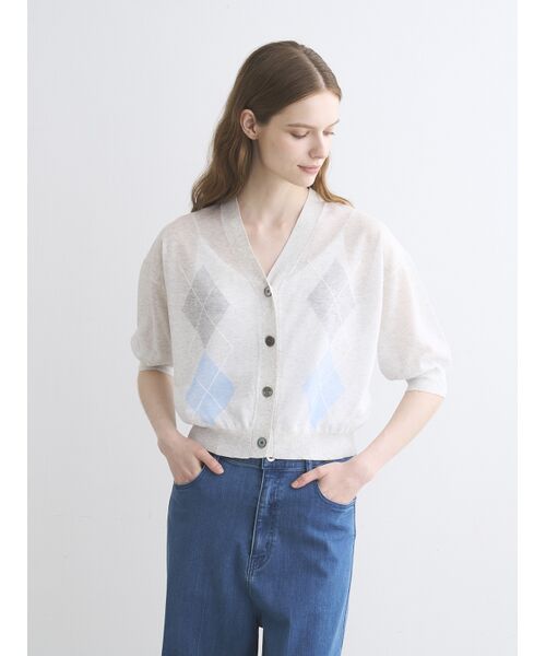 three dots / スリードッツ カーディガン・ボレロ | Sheer lurex cardigan | 詳細6