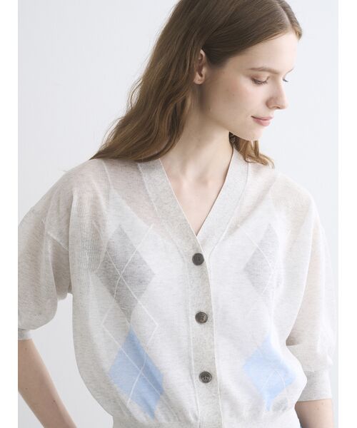 three dots / スリードッツ カーディガン・ボレロ | Sheer lurex cardigan | 詳細7
