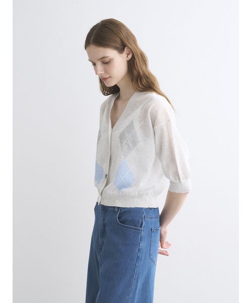 three dots / スリードッツ カーディガン・ボレロ | Sheer lurex cardigan | 詳細8