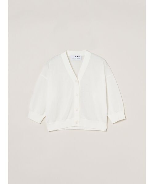 three dots / スリードッツ カーディガン・ボレロ | Sheer lurex cardigan（white）