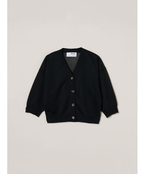 three dots / スリードッツ カーディガン・ボレロ | Sheer lurex cardigan（black）
