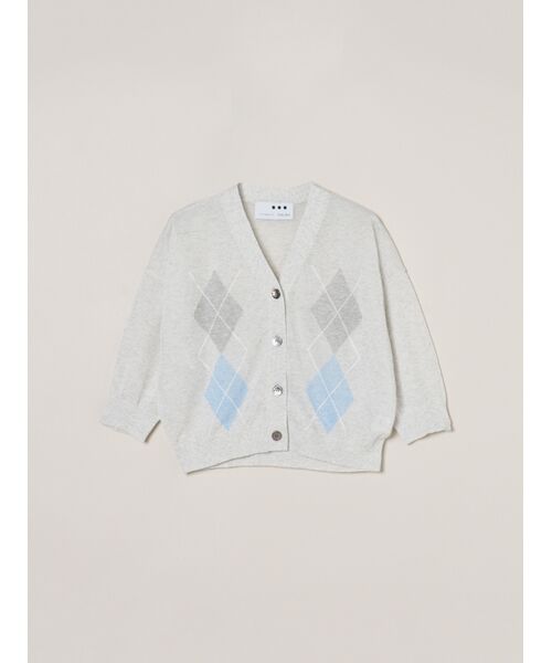 three dots / スリードッツ カーディガン・ボレロ | Sheer lurex cardigan（grey multi）