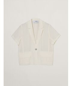 three dots / スリードッツ テーラードジャケット | Veil plaid short sleeve jacket