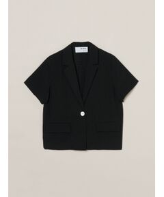 three dots / スリードッツ テーラードジャケット | Veil plaid short sleeve jacket