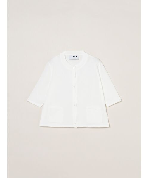 three dots / スリードッツ カーディガン・ボレロ | Chilly knit cardigan（white）