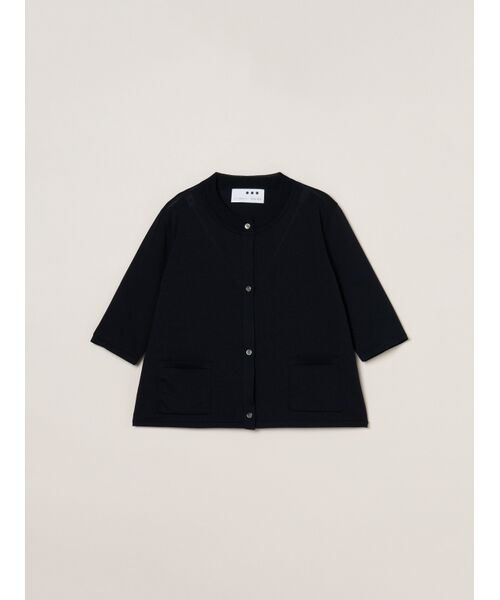 three dots / スリードッツ カーディガン・ボレロ | Chilly knit cardigan（black）