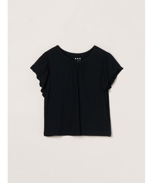 three dots / スリードッツ その他トップス | Travel line ruffle sleeve top（black）