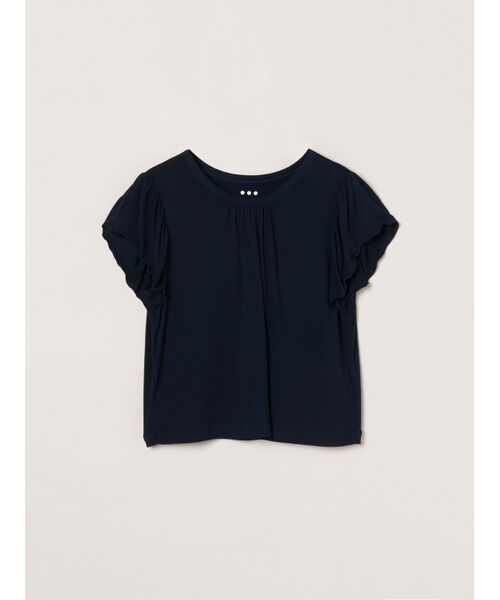 three dots / スリードッツ その他トップス | Travel line ruffle sleeve top（dark navy）