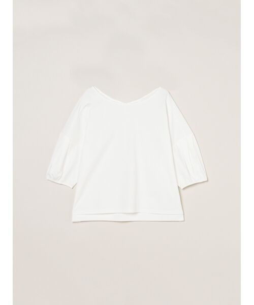 three dots / スリードッツ Tシャツ | Silken jersey half sleeve tops（white）