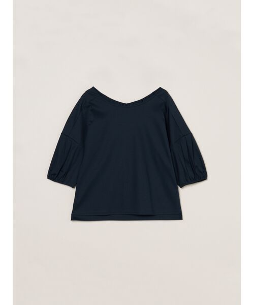 three dots / スリードッツ Tシャツ | Silken jersey half sleeve tops（dark navy）