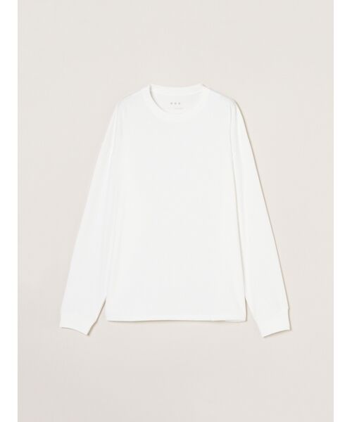 three dots / スリードッツ Tシャツ | Men's Pima tight gauge long sleeve crew(snow white)