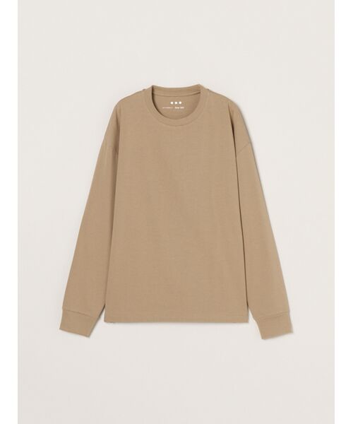 three dots / スリードッツ Tシャツ | Men's Pima tight gauge long sleeve crew(latte)