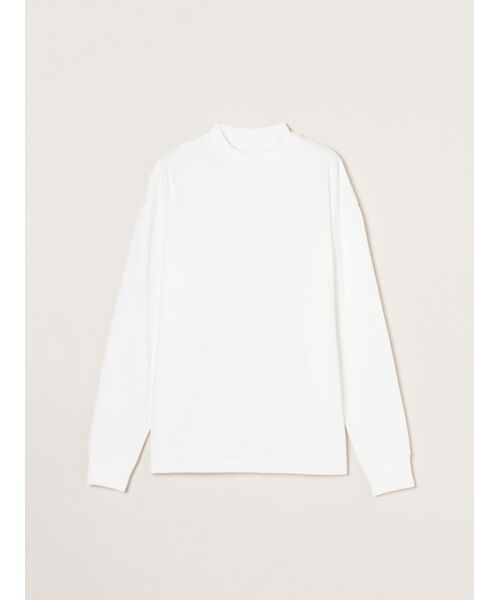 three dots / スリードッツ Tシャツ | Men's Pima tight gauge long sleeve mock(snow white)
