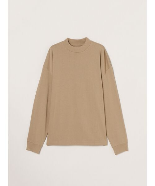three dots / スリードッツ Tシャツ | Men's Pima tight gauge long sleeve mock(latte)