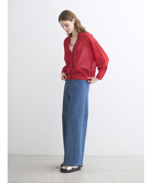 three dots / スリードッツ カーディガン・ボレロ | Sleek sheer cardigan | 詳細10