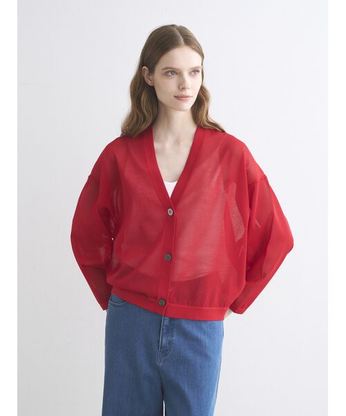 three dots / スリードッツ カーディガン・ボレロ | Sleek sheer cardigan | 詳細6