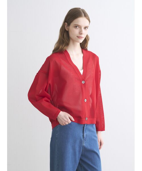 three dots / スリードッツ カーディガン・ボレロ | Sleek sheer cardigan | 詳細8