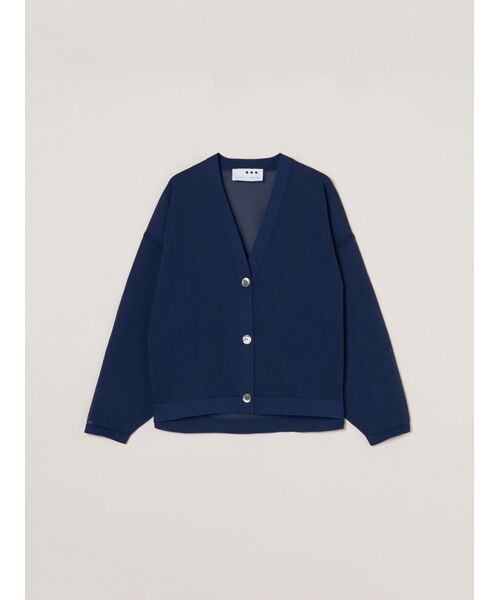 three dots / スリードッツ カーディガン・ボレロ | Sleek sheer cardigan（navy）