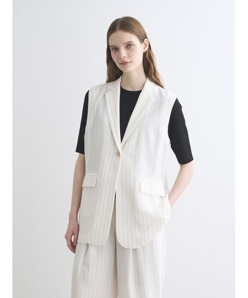 three dots / スリードッツ その他アウター | Crisp weave long gillet | 詳細6