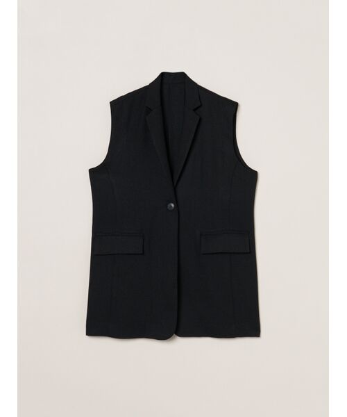 three dots / スリードッツ その他アウター | Crisp weave long gillet（black）