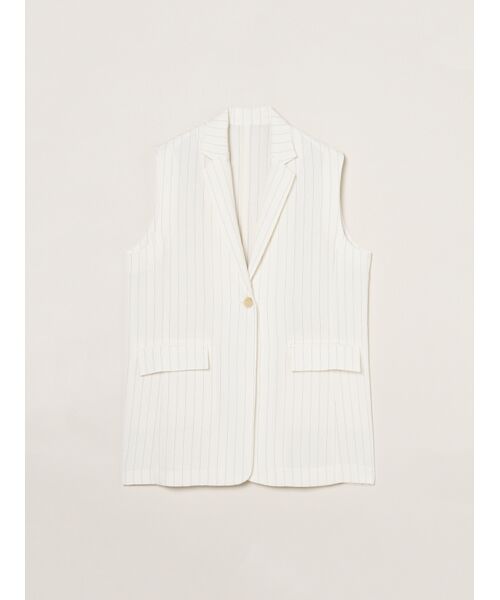three dots / スリードッツ その他アウター | Crisp weave long gillet（white stripe）