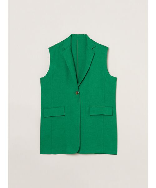 three dots / スリードッツ その他アウター | Crisp weave long gillet（green）