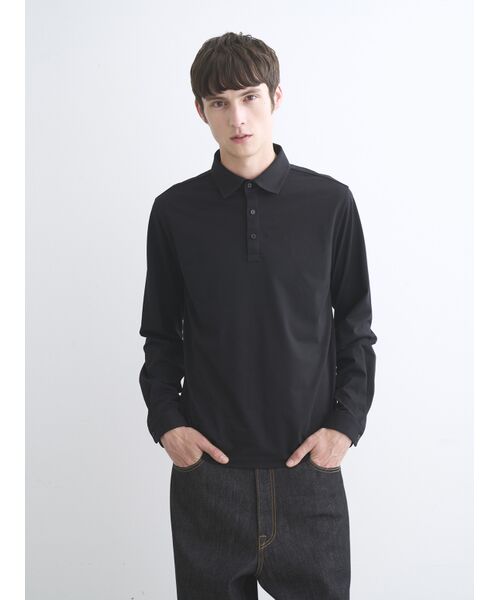 three dots / スリードッツ ポロシャツ | Men's Powdery Cotton long sleeve polo | 詳細1