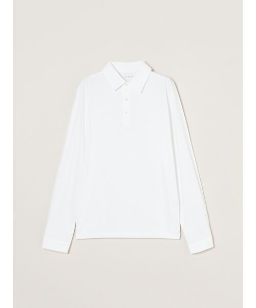 three dots / スリードッツ ポロシャツ | Men's Powdery Cotton long sleeve polo(white)