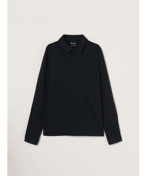 three dots / スリードッツ ポロシャツ | Men's Powdery Cotton long sleeve polo(black)