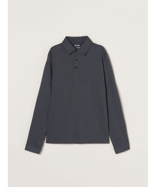three dots / スリードッツ ポロシャツ | Men's Powdery Cotton long sleeve polo(charcoal)
