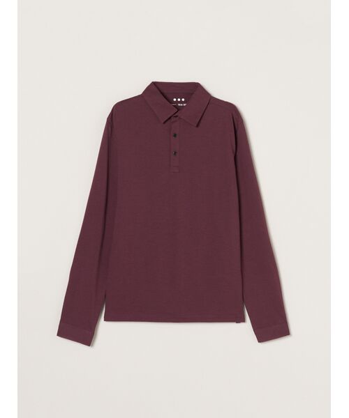 three dots / スリードッツ ポロシャツ | Men's Powdery Cotton long sleeve polo(bordeaux)
