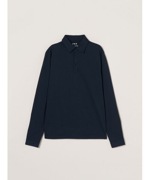 three dots / スリードッツ ポロシャツ | Men's Powdery Cotton long sleeve polo(dark navy)
