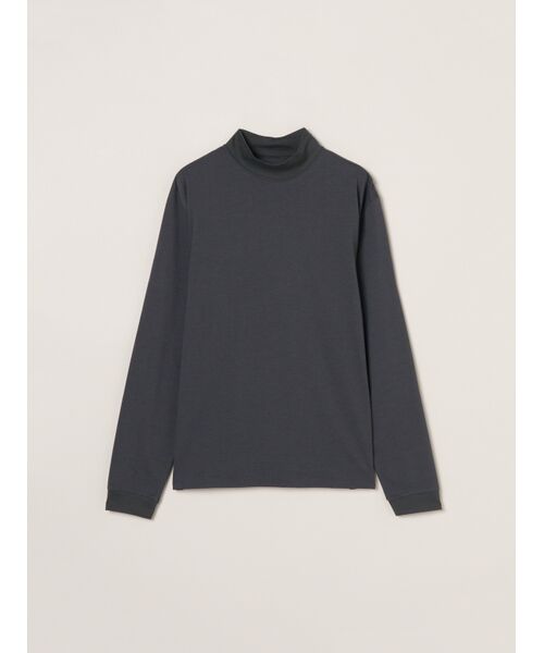 three dots / スリードッツ Tシャツ | Men's PowderyCotton l/s mockneck(charcoal)