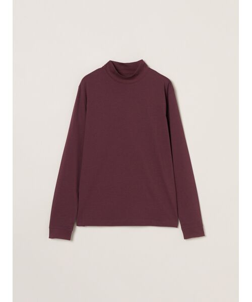 three dots / スリードッツ Tシャツ | Men's PowderyCotton l/s mockneck(bordeaux)