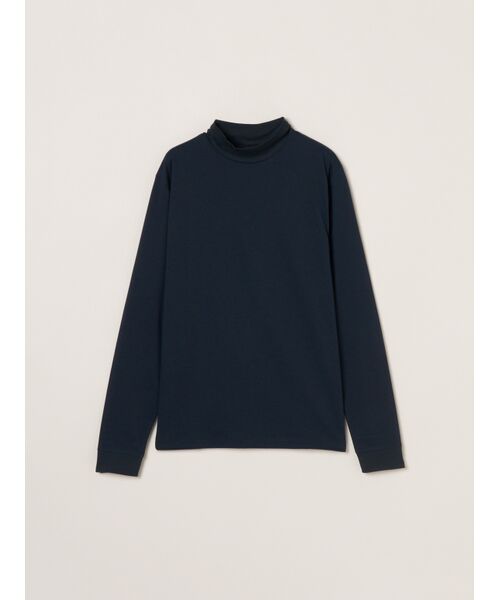 three dots / スリードッツ Tシャツ | Men's PowderyCotton l/s mockneck(dark navy)