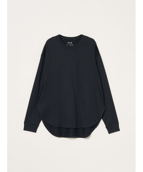 three dots / スリードッツ Tシャツ | Sanded jersey loose long tee（black）