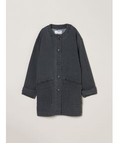 three dots / スリードッツ テーラードジャケット | Denim collarless long jacket