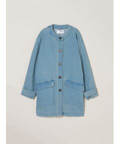 three dots / スリードッツ テーラードジャケット | Denim collarless long jacket