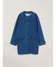three dots / スリードッツ テーラードジャケット | Denim collarless long jacket