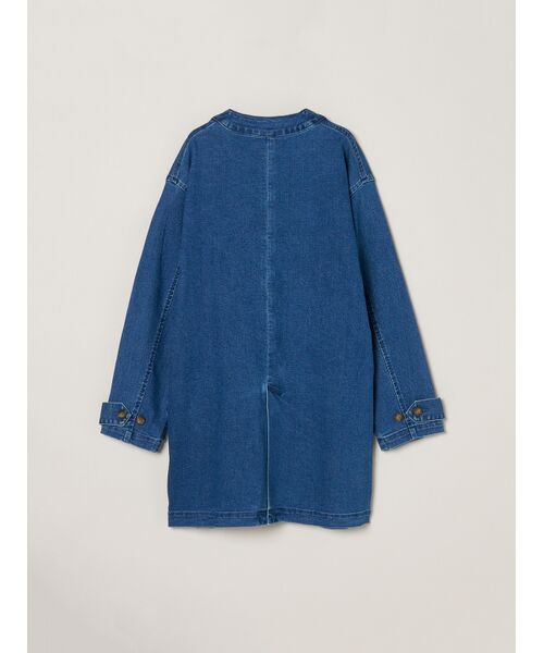 three dots / スリードッツ テーラードジャケット | Denim collarless long jacket | 詳細1