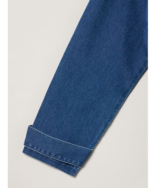 three dots / スリードッツ テーラードジャケット | Denim collarless long jacket | 詳細3