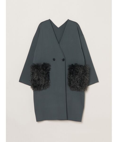 three dots / スリードッツ カーディガン・ボレロ | Spongy yarn pocket cardigan（charcoal）