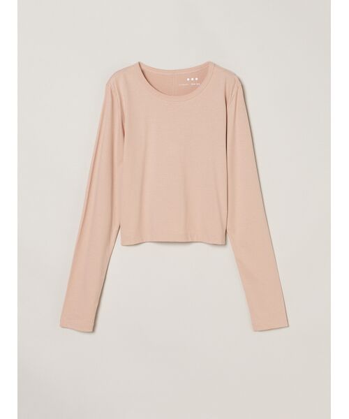 three dots / スリードッツ Tシャツ | Sueded jersey too long sleeve tops（nude pink）