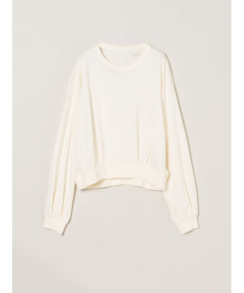 three dots / スリードッツ Tシャツ | Sueded jersey volume tops（ivory）